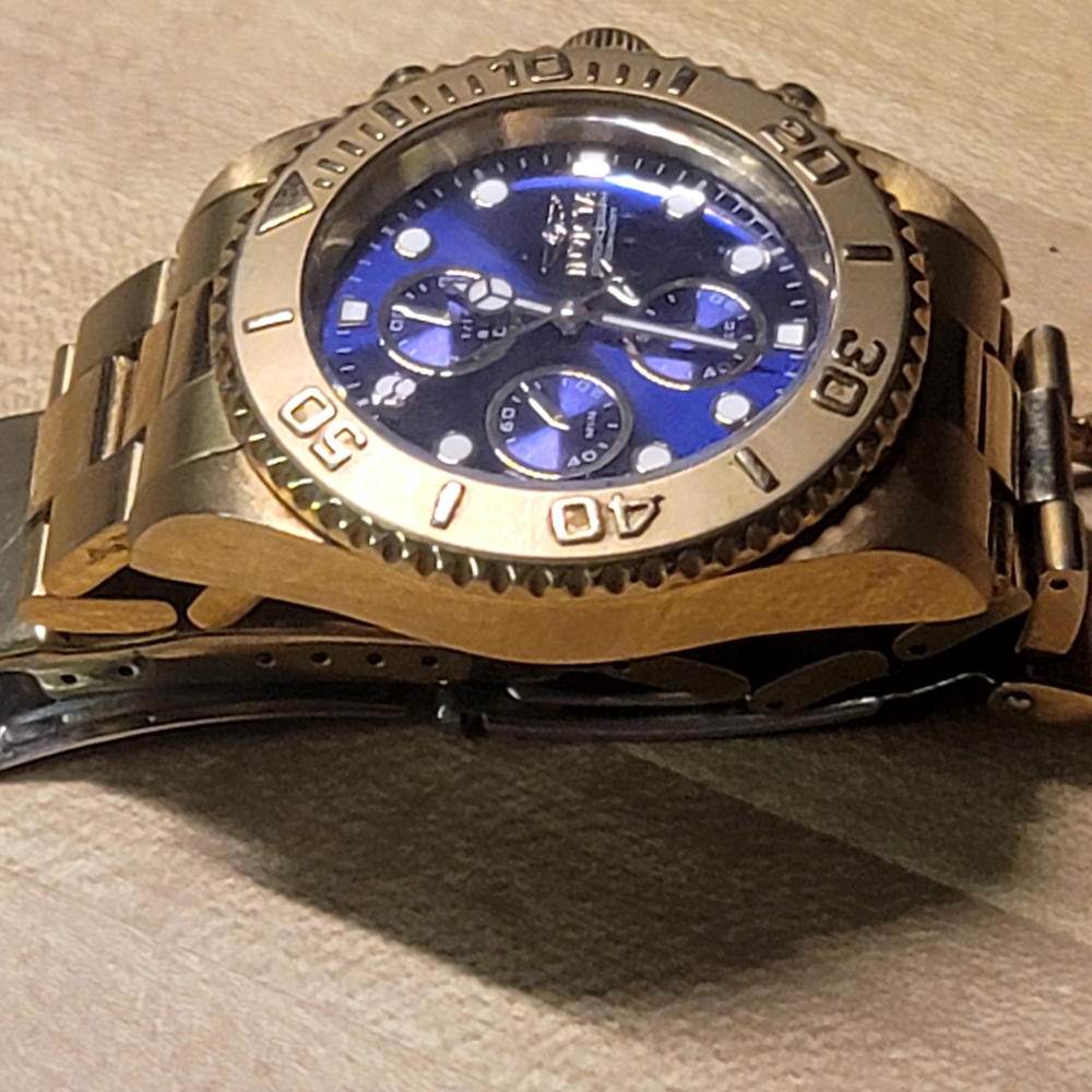 Invicta Gold Watch with Royal Blue Face